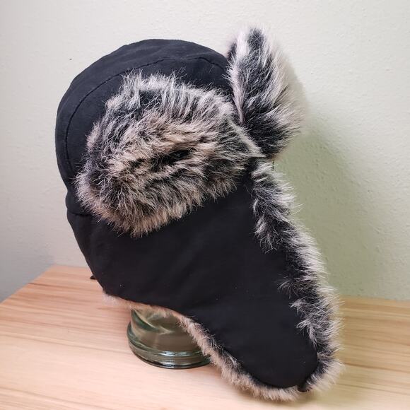 Scala Pronto One Size Faux Fur Trooper Hat Black Outdoors Winter Trapper Aviator - Picture 5 of 9